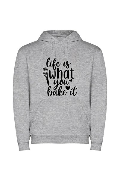 iLovePrints Baking Life's Art: Slice Φούτερ με κουκούλα σε χρώμα Γκρι