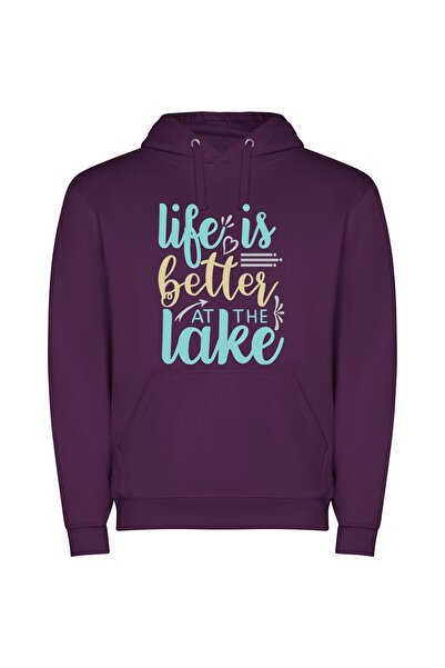 iLovePrints Lake Bliss: True Life Φούτερ με κουκούλα σε χρώμα Μωβ