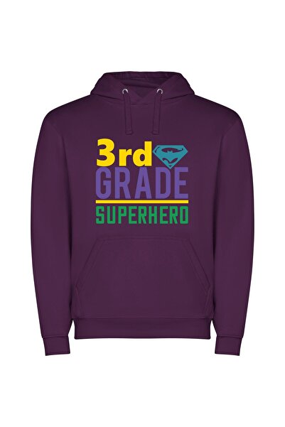 iLovePrints Grade Three Superpower Φούτερ με κουκούλα σε χρώμα Μωβ