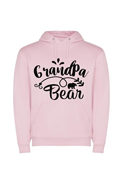iLovePrints Bear and Stencil Monochrome Φούτερ με κουκούλα σε χρώμα Ροζ
