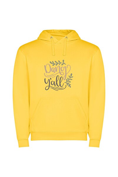 iLovePrints Dance'n'Letter Clean Style Φούτερ με κουκούλα σε χρώμα Κίτρινο
