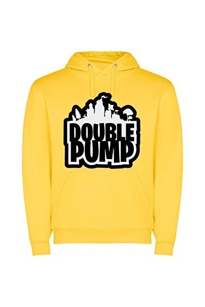 iLovePrints Double Pump Noir Logo Φούτερ με κουκούλα σε χρώμα Κίτρινο