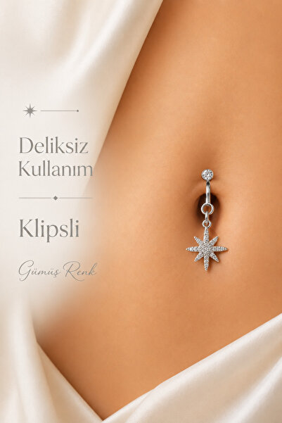 Sacce Scarves&Accessories Işınlı Kuzey Yıldızı Klipsli Göbek Piercingi Deliks...