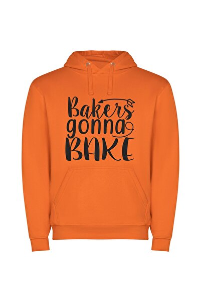 iLovePrints Baker's Inspired Bakery Art Φούτερ με κουκούλα σε χρώμα Πορτοκαλί