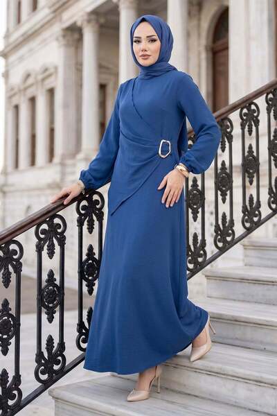 hafsamina Φόρεμα Ayrobin με πλαϊνή πόρπη Indigo HM2914