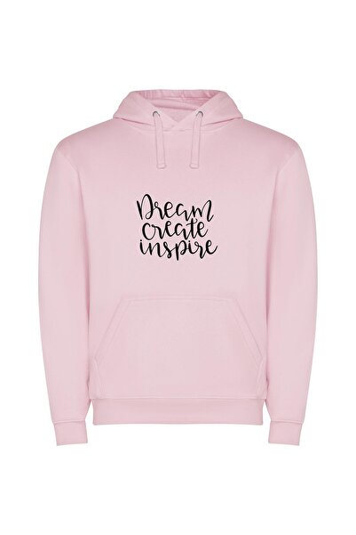 iLovePrints Dream Inspire Create Overcome Φούτερ με κουκούλα σε χρώμα Ροζ