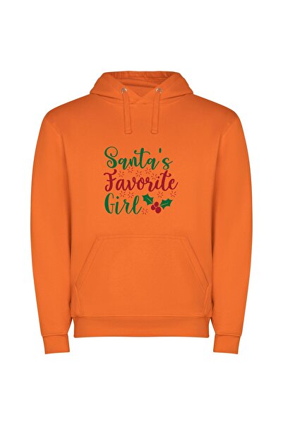 iLovePrints Merry Santa's Favorite Girls Φούτερ με κουκούλα σε χρώμα Πορτοκαλί