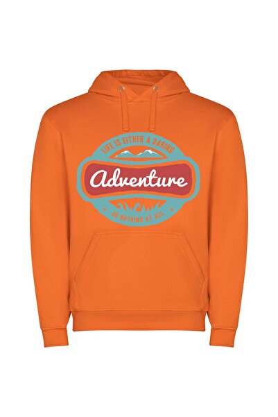 iLovePrints Daring Life's Adventurous Sign Φούτερ με κουκούλα σε χρώμα Πορτοκαλί
