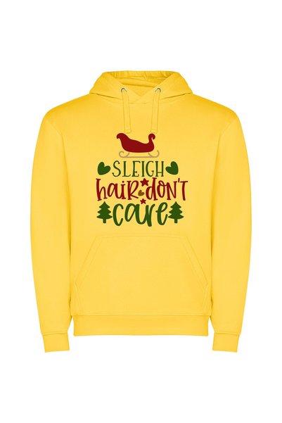 iLovePrints Sleigh Chic: Artful Hair Φούτερ με κουκούλα σε χρώμα Κίτρινο