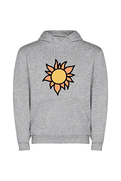 iLovePrints Sunny Floral Sketch Φούτερ με κουκούλα σε χρώμα Γκρι