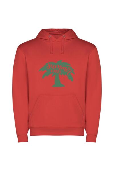 iLovePrints Tropical Summer Vibes Φούτερ με κουκούλα σε χρώμα Κόκκινο