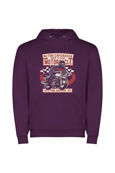 iLovePrints Retro Biker Art Φούτερ με κουκούλα σε χρώμα Μωβ