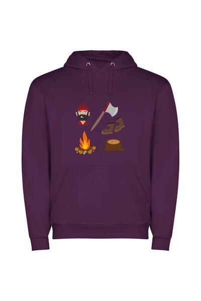 iLovePrints Bearded Lumberjack - SVG Φούτερ με κουκούλα σε χρώμα Μωβ