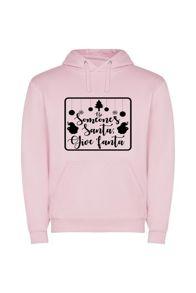 iLovePrints Santa's Monochrome Gift Φούτερ με κουκούλα σε χρώμα Ροζ