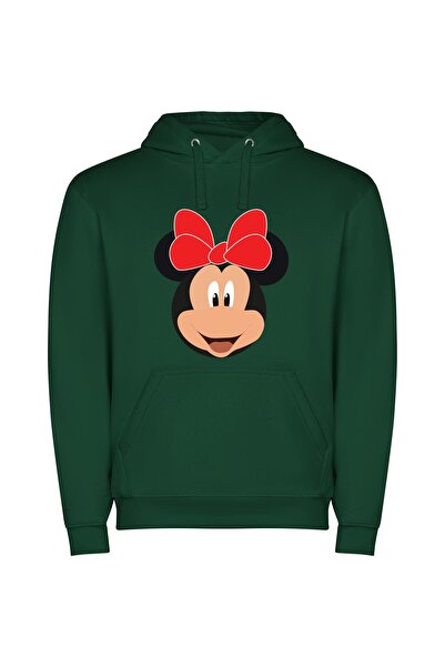 iLovePrints Mickey's Lovely Red Bow Φούτερ με κουκούλα σε χρώμα Πράσινο