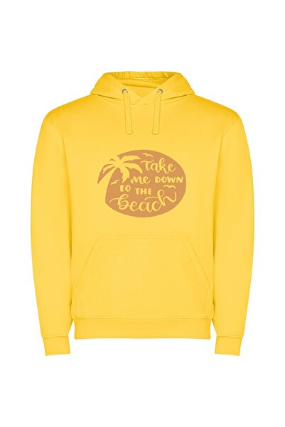 iLovePrints Tropical Escape: Palm Paradise Φούτερ με κουκούλα σε χρώμα Κίτρινο