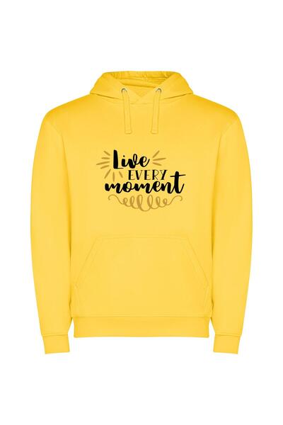 iLovePrints Golden Moment: Live, Upload Φούτερ με κουκούλα σε χρώμα Κίτρινο