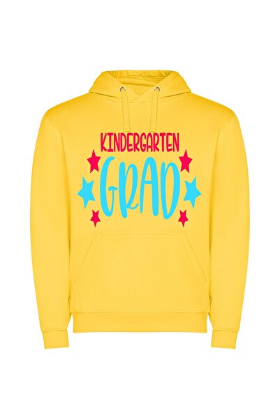 iLovePrints Chic Hand-Drawn Logo Header Φούτερ με κουκούλα σε χρώμα Κίτρινο