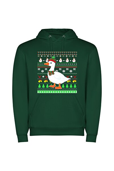 iLovePrints Festive Fowl Fashion Fiesta Φούτερ με κουκούλα σε χρώμα Πράσινο