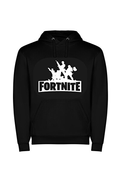 iLovePrints Fancy Fortnite Monochrome Snapshot Φούτερ με κουκούλα σε χρώμα Μαύρο