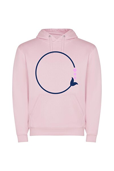 iLovePrints Circle Bliss: Floral Minimalism Φούτερ με κουκούλα σε χρώμα Ροζ