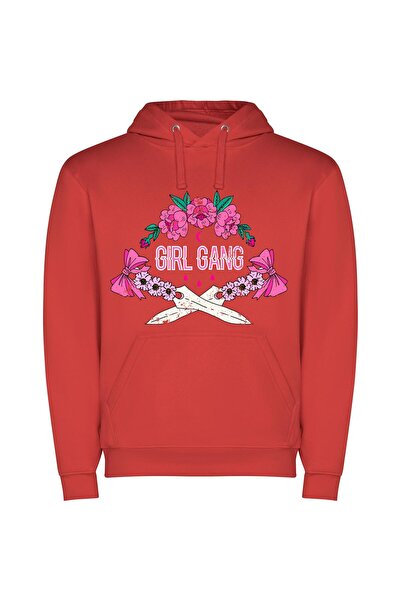 iLovePrints Blooming Noir Shears Φούτερ με κουκούλα σε χρώμα Κόκκινο