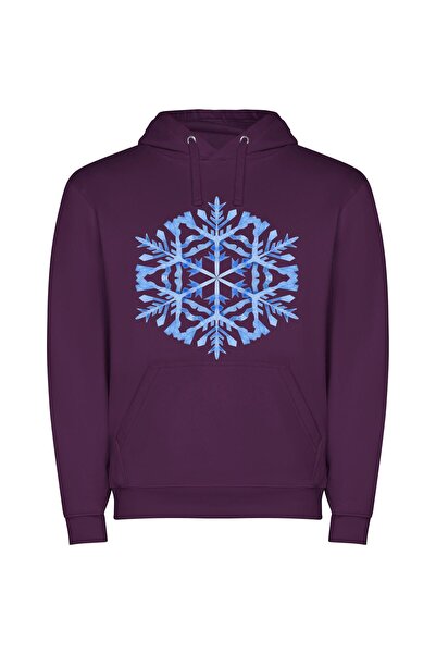iLovePrints Exquisite Aizome Snowflakes Φούτερ με κουκούλα σε χρώμα Μωβ