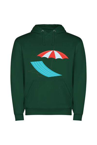 iLovePrints Colorful Sun Lounger Delight Φούτερ με κουκούλα σε χρώμα Πράσινο