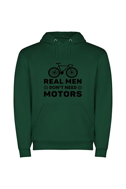 iLovePrints Bicycle: Real Men Ride Φούτερ με κουκούλα σε χρώμα Πράσινο