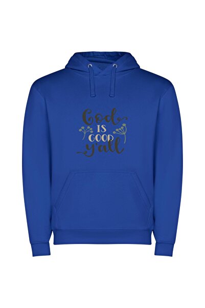 iLovePrints Divinely Good: Godly Style Φούτερ με κουκούλα σε χρώμα Μπλε