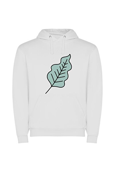 iLovePrints Elegant Leaf Greenery Φούτερ με κουκούλα σε χρώμα Λευκό