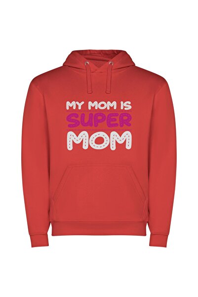 iLovePrints Superb Mom, Forever Wonder Φούτερ με κουκούλα σε χρώμα Κόκκινο