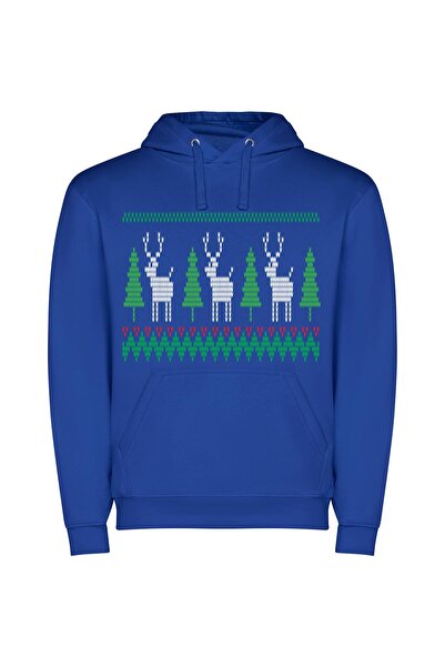 iLovePrints Ugly Chic Christmas Sweater Φούτερ με κουκούλα σε χρώμα Μπλε