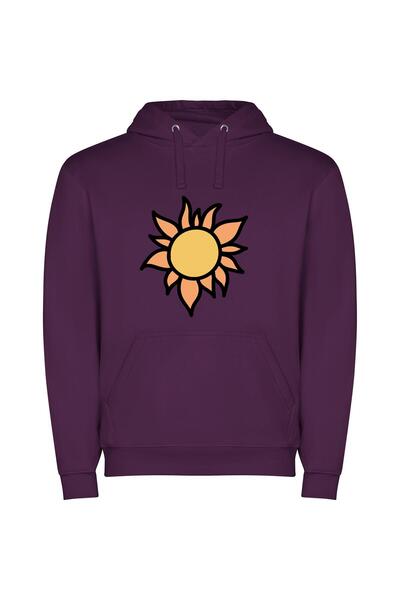 iLovePrints Sunny Floral Sketch Φούτερ με κουκούλα σε χρώμα Μωβ