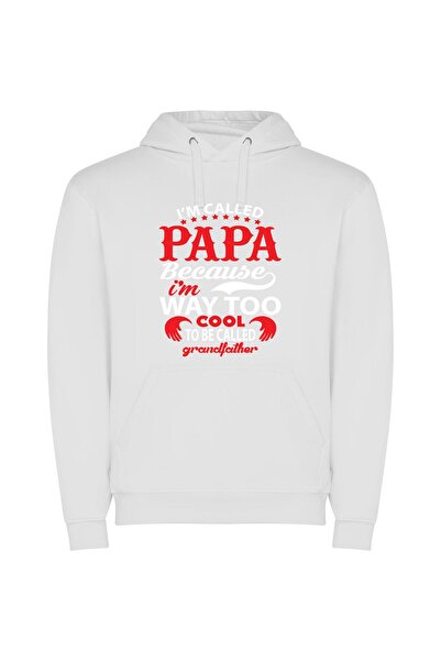 iLovePrints Grand Cool Dad Vibes Φούτερ με κουκούλα σε χρώμα Λευκό