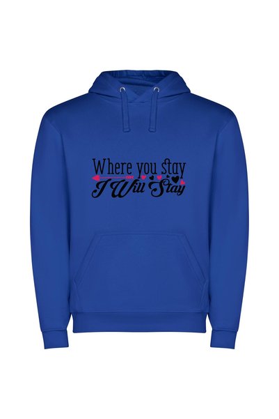 iLovePrints Stay: Our Shared Journey Φούτερ με κουκούλα σε χρώμα Μπλε
