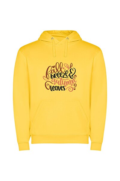 iLovePrints Frozen Autumn Whispers Φούτερ με κουκούλα σε χρώμα Κίτρινο