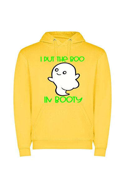 iLovePrints Boo-tiful Ghostly Haunts Φούτερ με κουκούλα σε χρώμα Κίτρινο