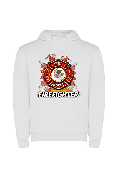 iLovePrints Fierce Chicago Fire Emblem Φούτερ με κουκούλα σε χρώμα Λευκό