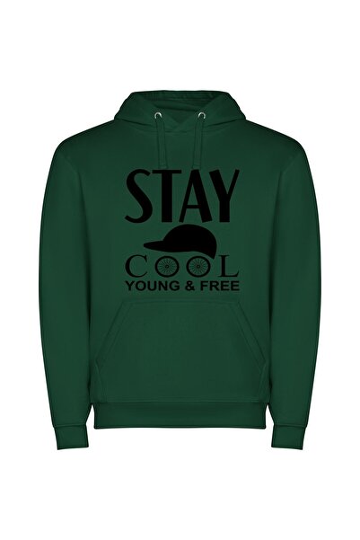 iLovePrints Cool Free Young Style Φούτερ με κουκούλα σε χρώμα Πράσινο