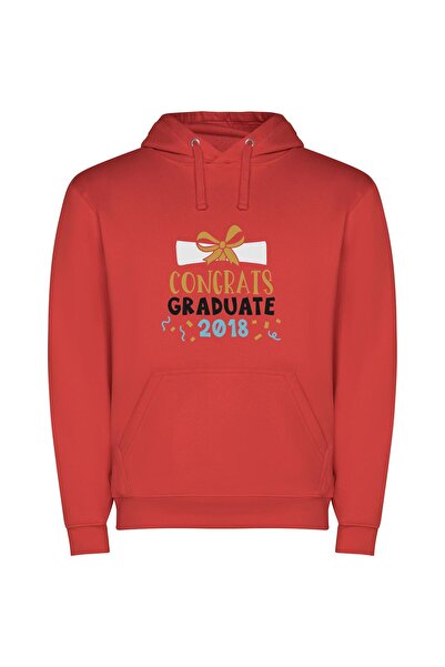 iLovePrints Bow-Topped 2018 Grad Φούτερ με κουκούλα σε χρώμα Κόκκινο