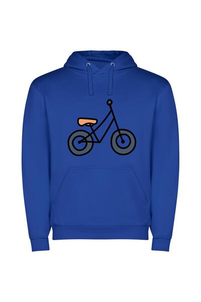 iLovePrints Classic Monochrome Bicycles Φούτερ με κουκούλα σε χρώμα Μπλε