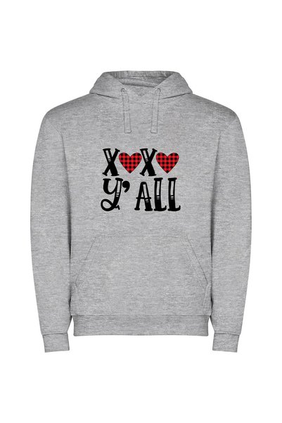 iLovePrints Full Flannel Fancy Love Φούτερ με κουκούλα σε χρώμα Γκρι