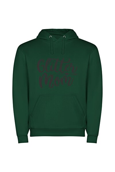 iLovePrints Glamorous Glitter Lettering Φούτερ με κουκούλα σε χρώμα Πράσινο