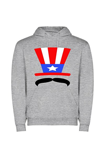 iLovePrints Patriotic Hat Extravaganza! Φούτερ με κουκούλα σε χρώμα Γκρι