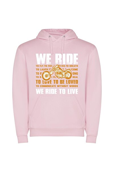 iLovePrints Revving Life's Emotions: Motorcycles Φούτερ με κουκούλα σε χρώμα Ροζ