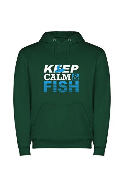 iLovePrints Surfing Fish: Aquatic Adventure Φούτερ με κουκούλα σε χρώμα Πράσινο
