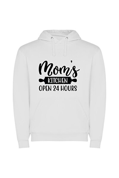 iLovePrints Mom's Kitchen: Eternal Nourishment Φούτερ με κουκούλα σε χρώμα Λευκό