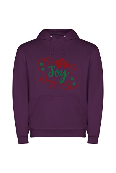 iLovePrints Joyful Snowflake Seasons Φούτερ με κουκούλα σε χρώμα Μωβ