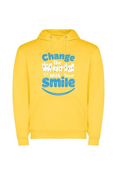 iLovePrints Smile Changer Extraordinaire Φούτερ με κουκούλα σε χρώμα Κίτρινο